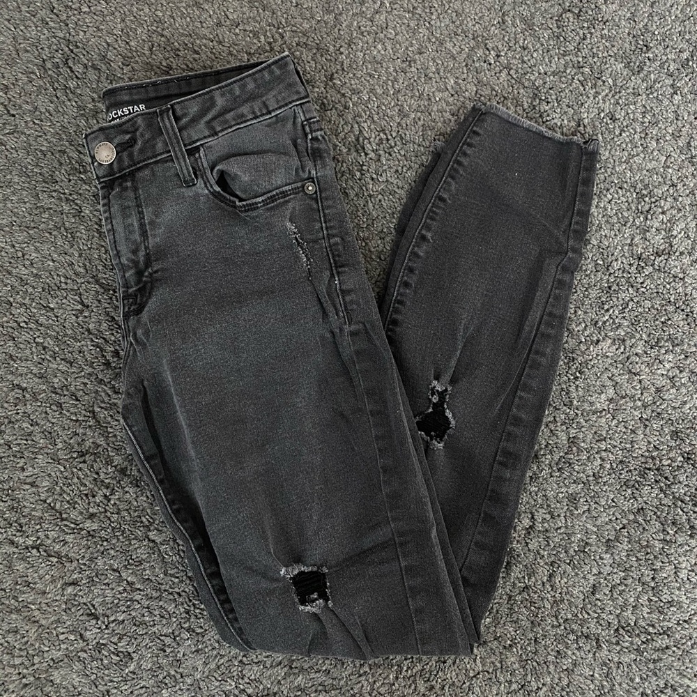 old navy rockstar mid rise black jeggings